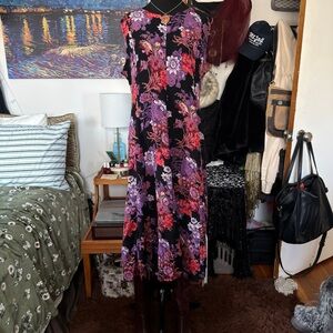 American Angel Floral Whimsygoth Maxi Dress in Black and Purple